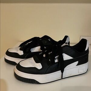 Puma Black and White Low-Top Platform Sneakers